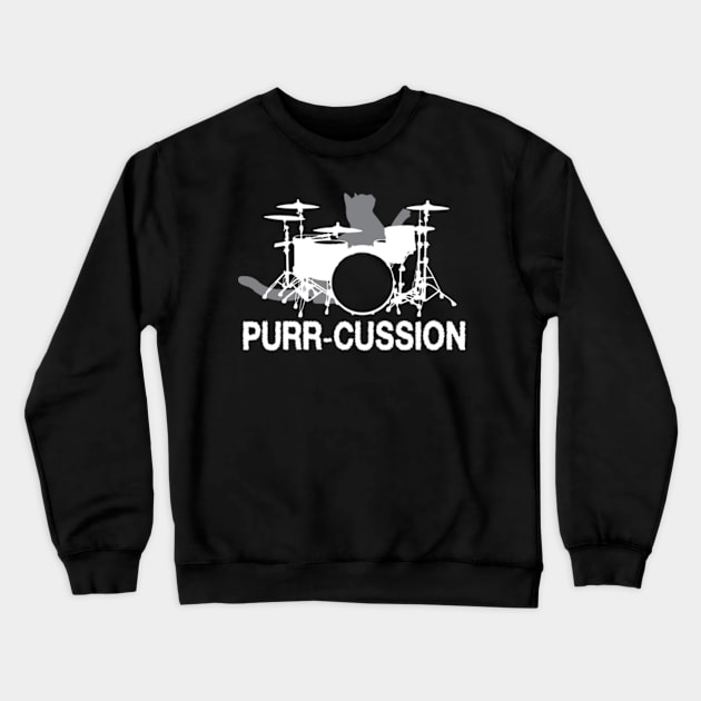 Purr cussion funny cat drummer gift Crewneck Sweatshirt by AstridLdenOs